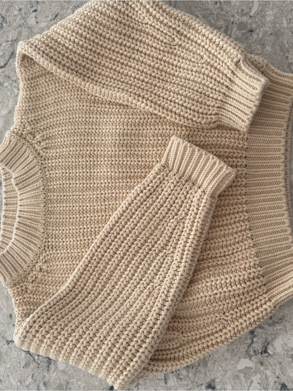 Quincy Mae Cream Chunky Knit Kids Sweater